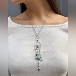 Brandy melville Silver Pendant Necklace with Charms